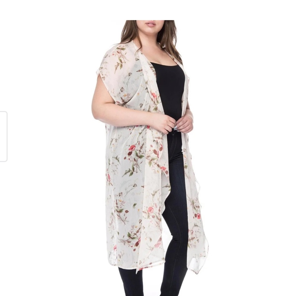 Bobeau Brianna Plus Size Print Long Kimono